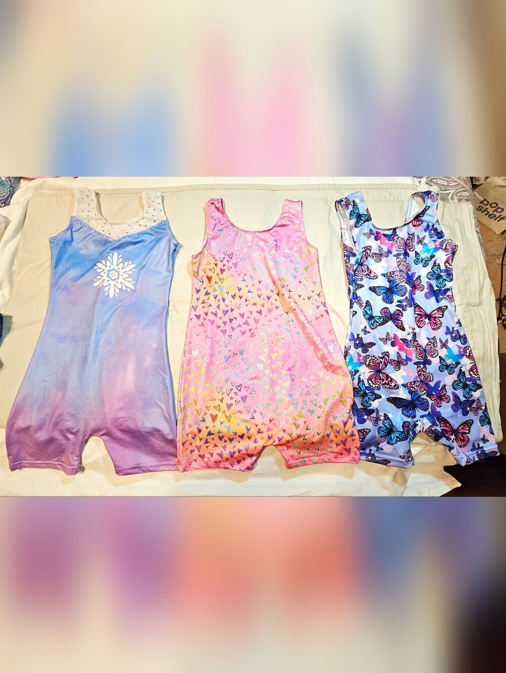 Girls Size 12 Gymnastics Biketard Bundle of 3